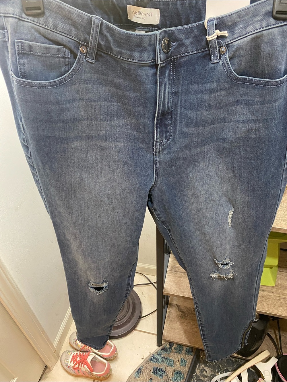 Lane Bryant Distressed Dark Blue Ankle Jeans